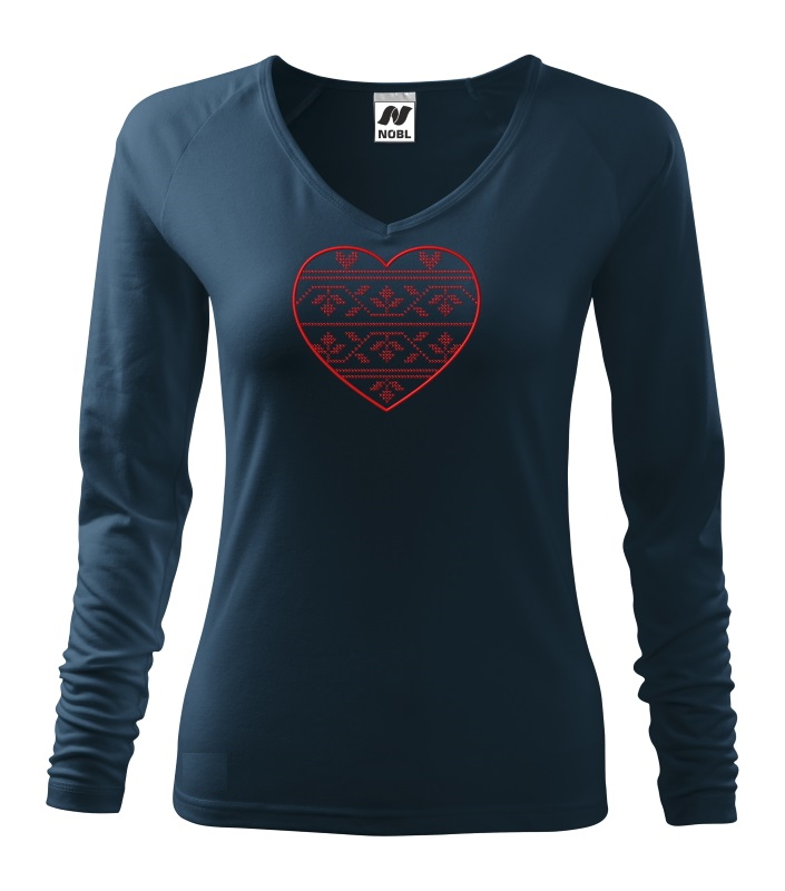 Dámske tričko s výšivkou krížikové srdce